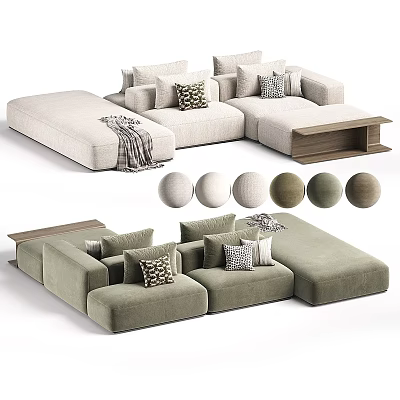 Modern Sectional Sofa With Decorative Pillows Throw Blanket And Multiple Fabric Color Options 3d model