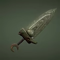 Ancient Bronze Weapon With Carved Blade And Decorative Hilt Design