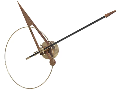 Modern Artistic Clock With Circular Metal Frame And Abstract Brass Hands 3d model