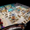 Colorful Kids Toy Store Interior With Toy Cars Game Machines Soccer Balls And Cartoon Murals