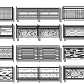 Metal Railings Collection Featuring Various Decorative Patterns And Different Design Styles 3d model