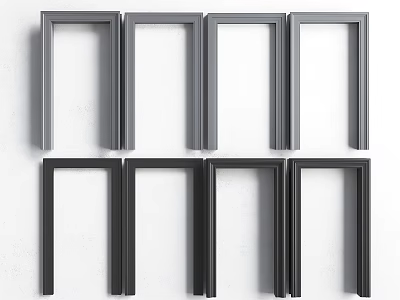 Modern Gray And Black Frames Arranged On White Wall For Home Decor 3d model