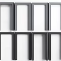 Modern Gray And Black Frames Arranged On White Wall For Home Decor 3d model