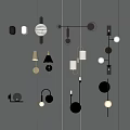 Modern Luxury Wall Lamps With Various Styles Mounted On Gray Wall 3d model