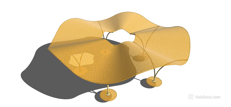 Tensile Membrane Structure Featuring Lightweight Design Unique Wave Shape And Supporting Columns 3d model 