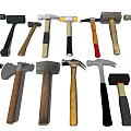 Various Types of Hammers with Different Handle Materials as Hardware Tools