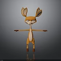 3D Cartoon Deer Character With Orange Fur Large Ears And Outstretched Arms