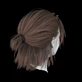 3D Human Head Model Side View With Realistic Brown Hair And Detailed Facial Organs