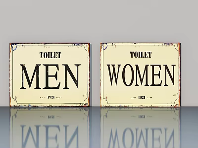 Vintage Toilet Swing Door With Men Women Signs And Rustic Design 3d model