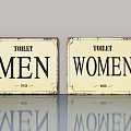 Vintage Toilet Swing Door With Men Women Signs And Rustic Design