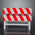 Red And White Striped Construction Barrier With Reflective Strips For Road Warning