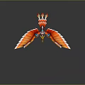 Mechanical Phoenix Character With Orange Red Wings Blue Eyes And Colorful Decorative Details
