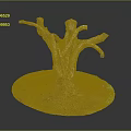 Rustic Wooden Stump With Twisted Branches Green Moss And Circular Base 3d model