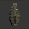 Hand Grenade With Textured Brown Body Yellow Stripe And Metal Pull Ring 3d model