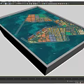 Urban Planning Model With Colored Functional Zones Water Area And Lighting Display Platform