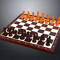 Wooden Chess Set With Black And White Checkerboard And Colorful Pieces