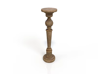 Ornate Wooden Decorative Column With Carved Spherical Detail Round Top And Base 3d model