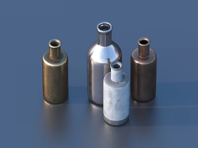 Modern Ceramic Vessels With Metallic Finish In Gold Silver Copper Tones For Home Decor 3d model