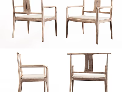 Modern Leisure Chairs With Light Wooden Frame Armrests And Simple Comfortable Design 3d model