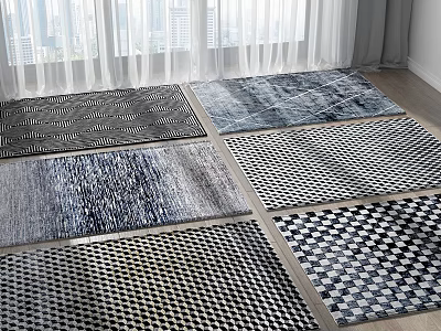 Square Rugs With Diverse Modern Patterns And Neutral Tones For Home Interior Decor 3d model