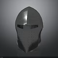 Shiny Medieval Metal Weapon Helmet With Face Guard And Riveted Design