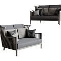 Nordic Double Sofa Multi-Person Sofa Backrest Sofa Leisure Sofa Pillow Blanket Long Sofa 3d model