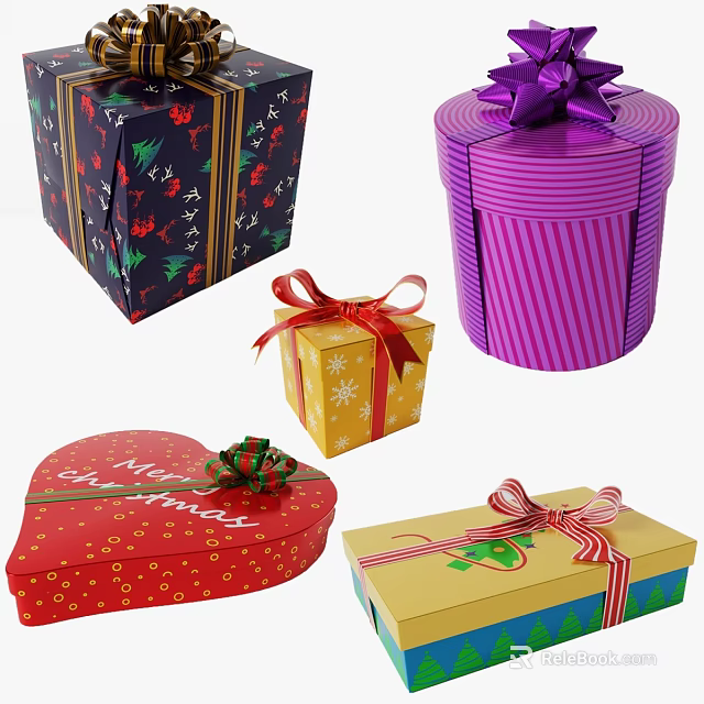 Colorful Decorative Gift Boxes With Bows And Various Holiday Designs For Household Use 3d model 