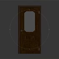 Wooden Swing Door With Glass Panel And Carved Design For Home Interior