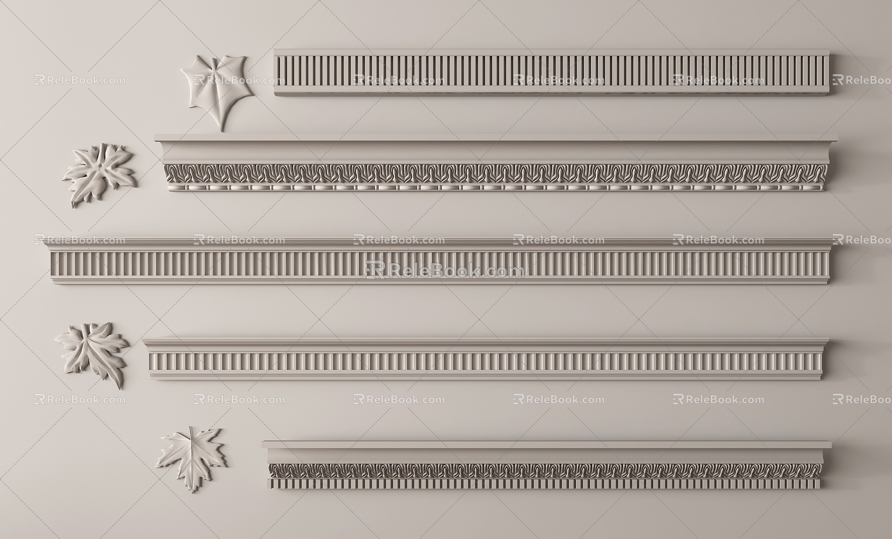 French plaster line plaster components carved 3d model