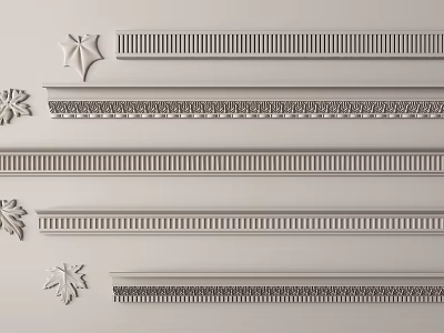 Various Ornate Gypsum Cornice Styles With Decorative Patterns For Interior Design 3d model