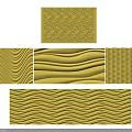 Yellow Background Wall With Various Textured Patterns Including Wavy Lines And Braided Designs 3d model