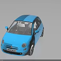 Shiny Blue Fiat Compact Car With Modern Sleek Design And Two Door Exterior