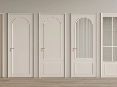 Modern White Interior Flush Doors With Various Panel Designs And Glass Inserts 3d model