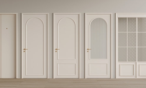 Cream wind wooden door 3d model