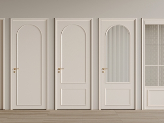 Cream wind wooden door 3d model