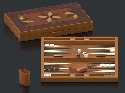 Backgammon Chess Game Board Table Tour 3d model