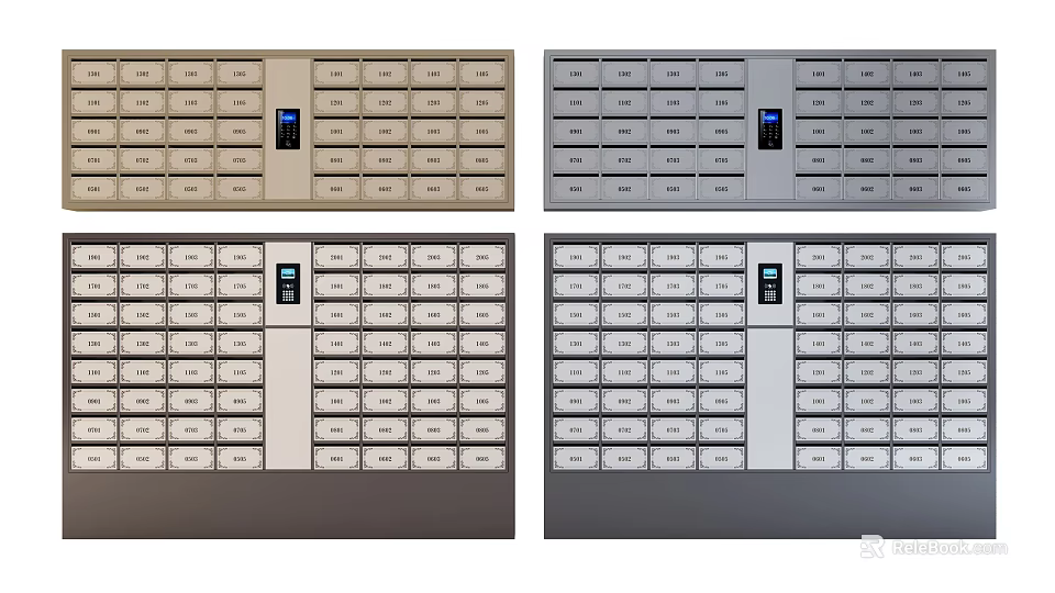 Commercial Smart Lockers With Digital Display And Multiple Color Options 3d model