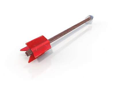 Traditional Red Arrow With Metal Shaft And Red Fletching Design 3d model