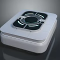 White Square Modern Tech Equipment With Black Circular Top And Illuminated Rings