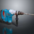 Blue And White Electric Hammer Drill Power Tool For Construction With Drill Bit And Handle 3d model