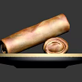 Crispy Fried Spring Rolls Placed on Blue Plate with Gold Rim and Patterns