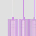 Modern Linear Chandelier with Vertical Stripes Hanging in Minimalist White Room