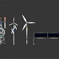 Renewable Energy Technology Models Featuring Wind Turbines Solar Panels And Towers