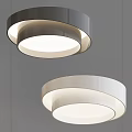 Two Modern Round Pendant Lights With Gray And White Sleek Design 3d model