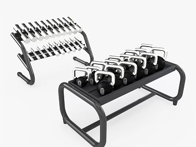 Fitness Equipment Dumbbell Rack With Heavy Duty Steel Frame And Multiple Dumbbells For Home Gym 3d model