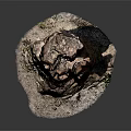 Isolated Rocky Terrain with Layered Texture Eroded Surface and Sparse Base Vegetation