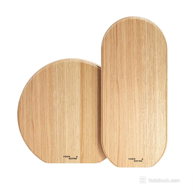 Wooden Tableware Set Featuring Round and Oval Serving Boards 3d model 