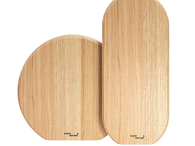 Wooden Tableware Set Featuring Round and Oval Serving Boards 3d model
