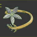 Elegant Gold Ring Featuring Flower Design With Diamond Accents For Daily Use