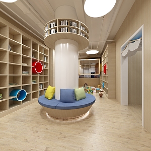 Modern Kindergarten Reading Room 3d model